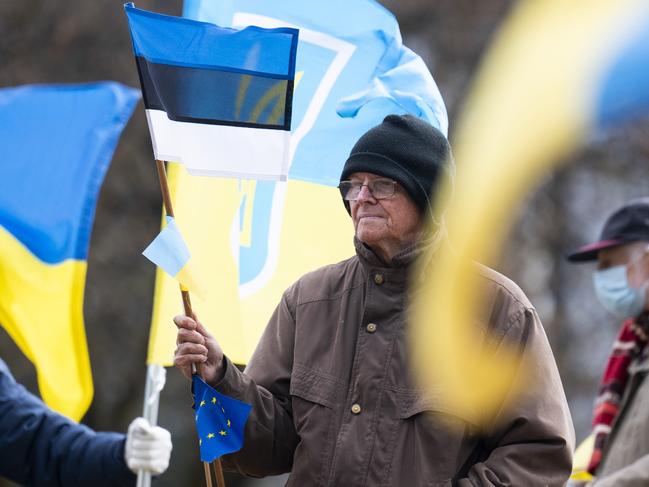 CANBERRA, AUSTRALIA, NewsWire Photos. JUNE 24, 2023: Protestors from the Friends of Ukraine group outside the Russian Embassy in Canberra. Picture: NCA NewsWire / Martin Ollman