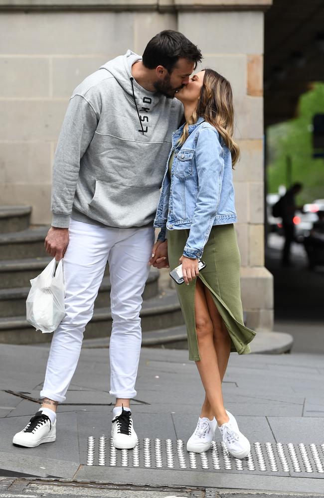 Bachelor couple Locky Gilbert and Irena Srbinovska are still going strong. Picture: NCA NewsWire/Joel Carrett