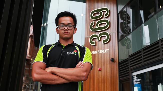 O'Neil Santos, 24, was studying fitness at the Sage Institute in Brisbane. The Sage Institute went into administration last month. Picture: Claudia Baxter