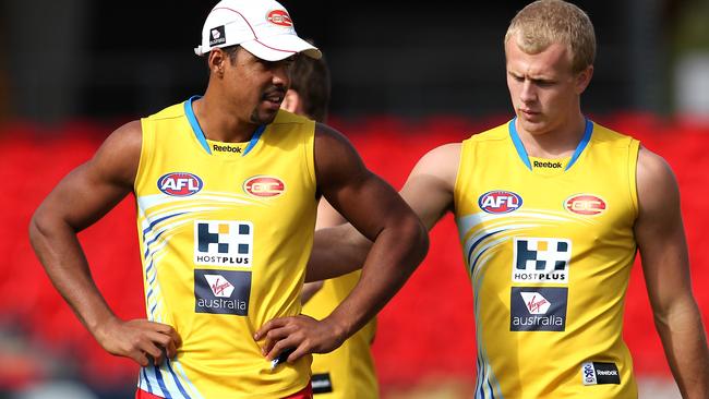 Joel Wilkinson and Josh Toy at Suns training.