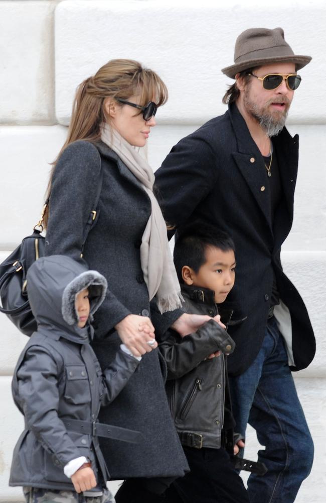 Brad Pitt and Angelina Jolie take Madox and Pax to an art exhibition at a Venice palace on March 4, 2010. Picture: Splash