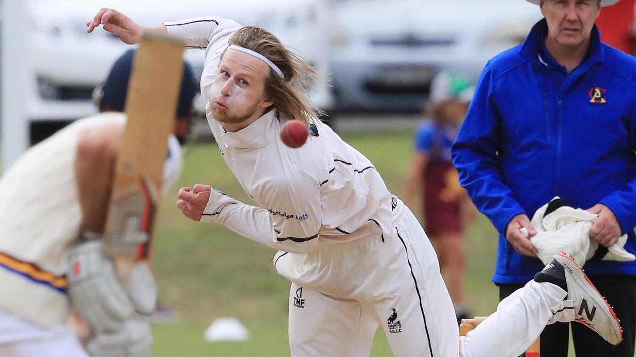 North Geelong bowler Tom Mathieson is seen by most as the greatest local bowler of recent seasons. Picture: Mark Wilson