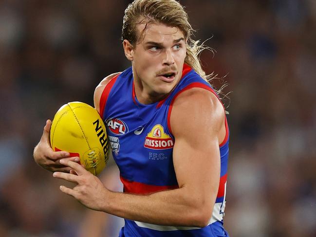 Brilliant Bailey Smith had a mountain of it for the Dogs. Picture: AFL Photos/Getty Images