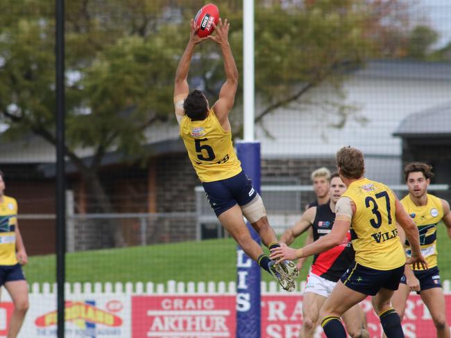 ADV SSS SANFL: Eagles v West Adelaide at Woodville Oval. Eagles Jared Petrenko marks15/06/2019 AAP Image/Russell Millard