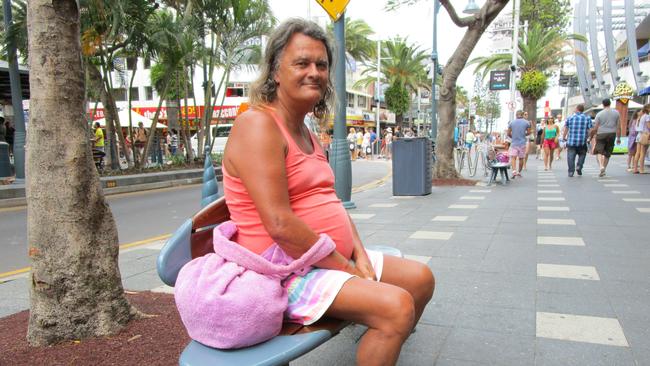 David Buncombe aka Princess, a well-known crossdresser who hangs out in Surfers Paradise on his favourite bench down Cavill Avenue