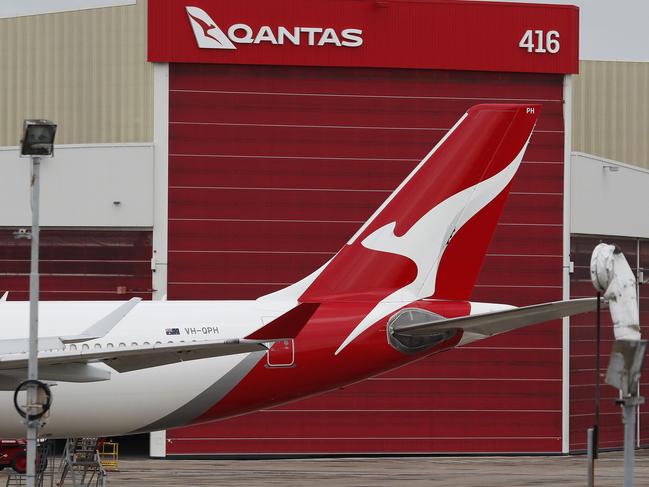 SYDNEY, AUSTRALIA - NewsWire Photos February 25, 2021: QANTAS has reported losses of around 1 billion dollars over the last year, counting the financial cost of Covid-19 on the airline. QANTAS planes are pictured at Sydney Airport today. Picture: NCA NewsWire / David Swift