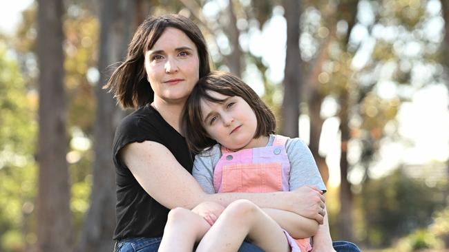 New research linking air pollution to peanut allergies in kids. Mae Foley-Jenkin, 8, was diagnosed with peanut, diary and egg allergies at 8 months old after an allergic reaction saw her breakout in hives across her entire body. She is with mum Eleanor Jenkin. Picture: Josie Hayden