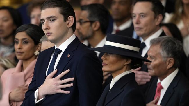 Melania with her son Barron Trump at the inauguration. Picture: Julia Demaree Nikhinson – Pool/Getty Images