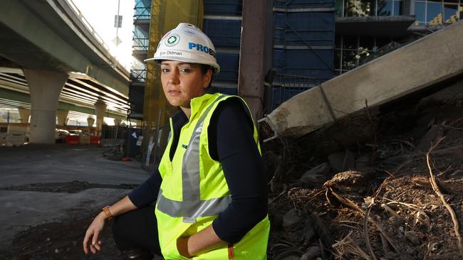 Construction ‘connector’ Erin Oldman helps workers find or offer help on mental health. Picture: Lyndon Mechielsen