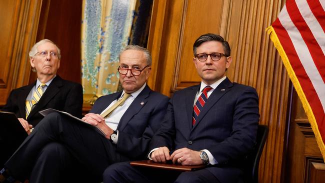 Senate Minority Leader Mitch McConnell (R-KY), U.S. Senate Majority Leader Chuck Schumer (D-NY) and U.S. Speaker of the House Mike Johnson (R-LA). Picture: Anna Moneymaker/Getty Images/AFP