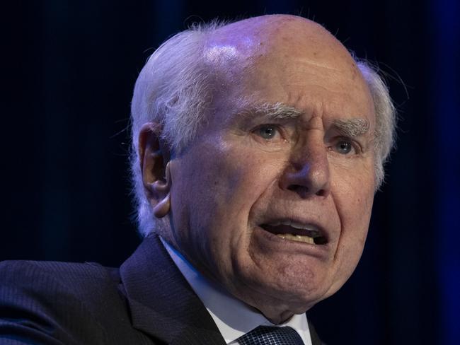 PERTH, AUSTRALIA - APRIL 12: Former Prime Minister John Howard speaks during a Leadership Matters breakfast on April 12, 2022 in Perth, Australia. The 2022 Federal Election will be held on Saturday 21 May. (Photo by Matt Jelonek/Getty Images)