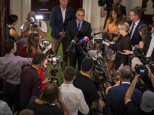 John Pesutto fronts the media after the vote. Picture: Wayne Taylor