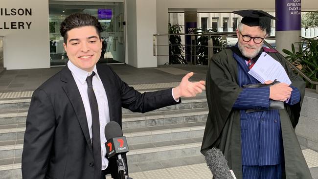 Pavlou with his barrister Tony Morris QC. Picture: Michael McKenna