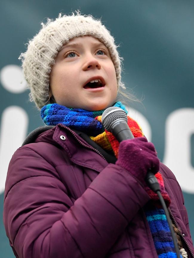 Swedish environmentalist Greta Thunberg speaks during a Youth Strike 4 Climate protest in Brussels earlier this month. Picture: AFP