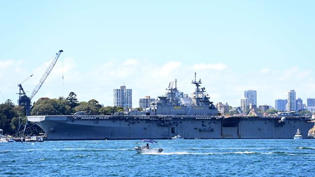 The American naval vessel The USS TRIPOLI docked at Garden Island navel base last year. Picture: NCA NewsWire / Jeremy Piper