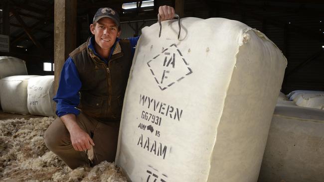 Baled up: Scott Dixon, manager of TA Field Estate’s Wyvern Station near Carrathool in NSW.