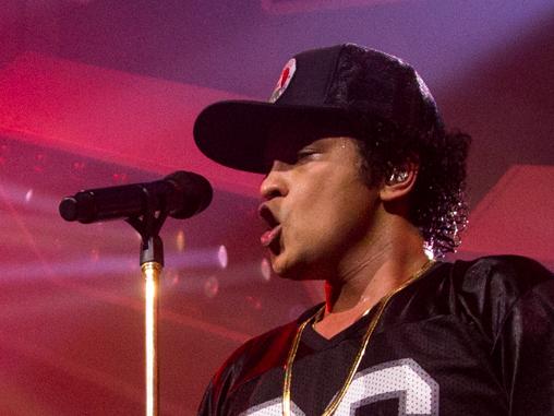 American singer Bruno Mars on stage at Spark Arena in New Zealand in March 2018. Pic: Live Nation