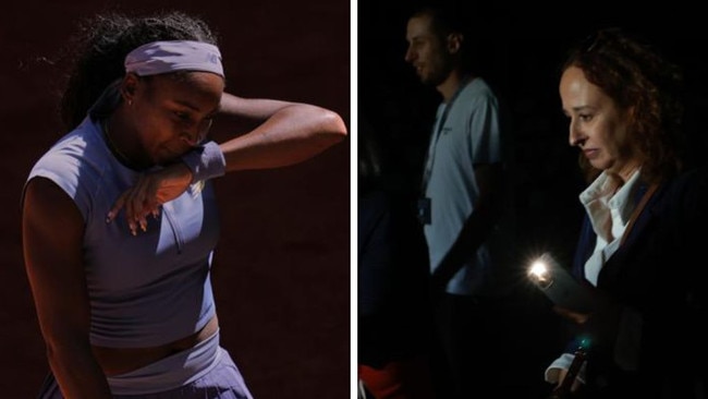 Coco Gauff was able to finish her match while fans were evacuated. Photos: Getty Images