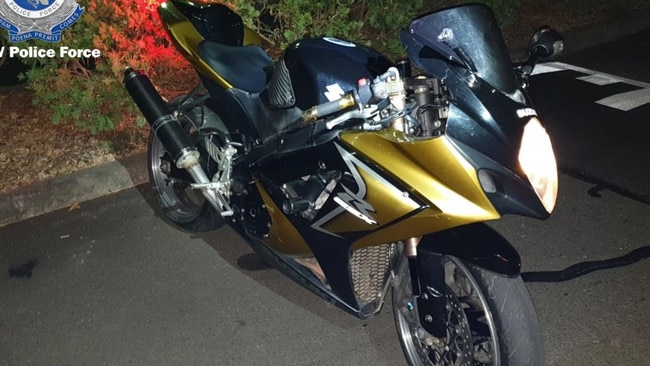 The Suzuki motorcycle police allege Jason Flood rode during the pursuit. Picture: NSW Police