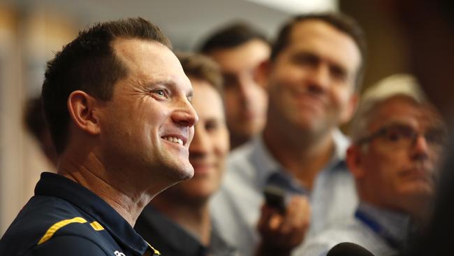 Justin Reid, List Manager of the Crows speaks with media during the Telstra AFL Trade Period at Marvel Stadium on October 07, 2019 in Melbourne, Australia. (Photo by Dylan Burns/AFL Photos via Getty Images)