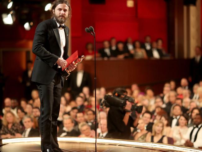 Casey Affleck accepts the Best Actor award for Manchester by the Sea last year. Picture: Getty