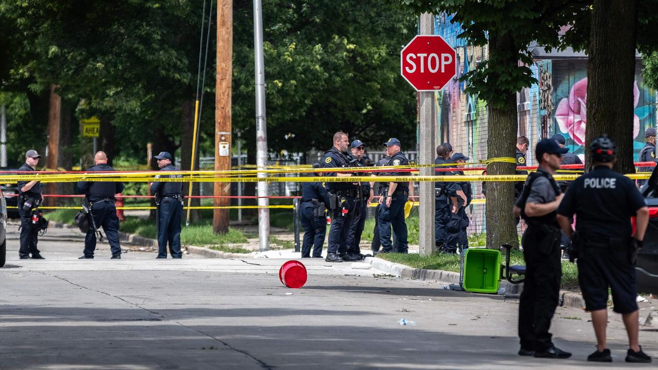 The crime scene where a man was shot and killed by police in Milwaukee, Wisconsin. Picture: Jim Vondruska/Getty Images via AFP