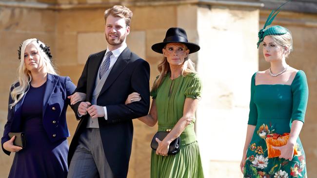 Lady Eliza Spencer, Louis Spencer, Viscount Althorp, Victoria Lockwood and Lady Kitty Spencer at Prince Harry and Meghan Markle’s wedding. Picture: Max Mumby/Getty