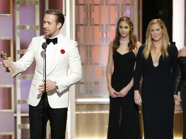 Ryan Gosling accepts the award for Best Actor in a Motion Picture — Musical or Comedy.