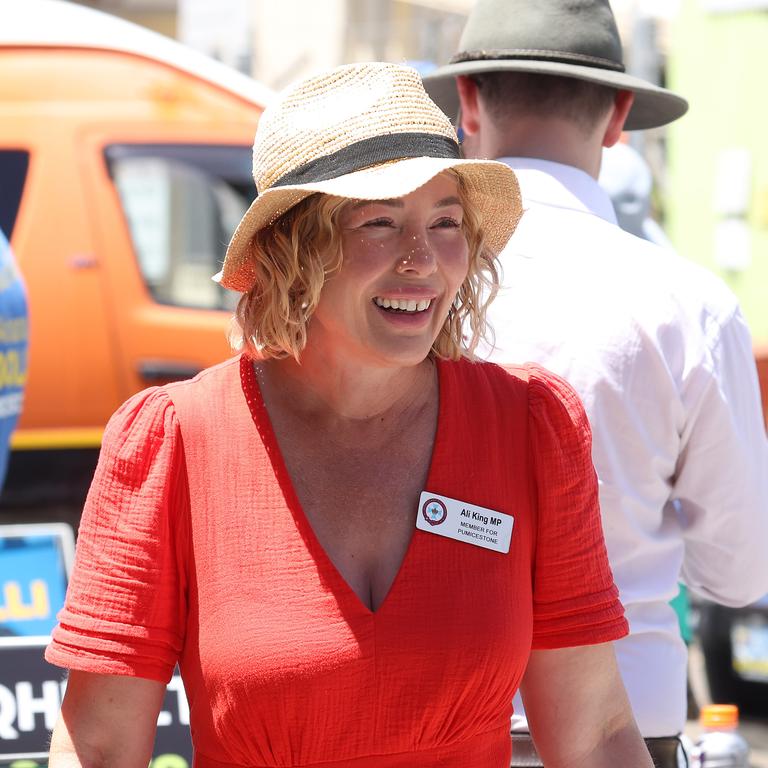 Labor’s Ali King MP handing out how to vote cards. Picture: Liam Kidston