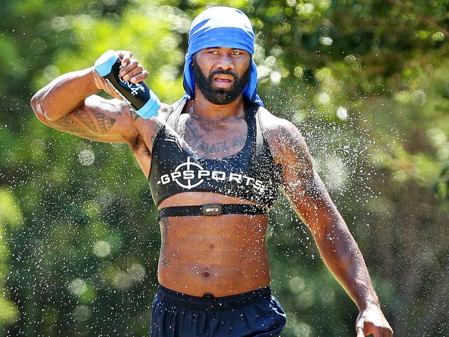 Semi Radradra cools off doing a time trial run from Soldiers Beach to Norah Head on the NSW Central Coast. Picture: Troy Snook