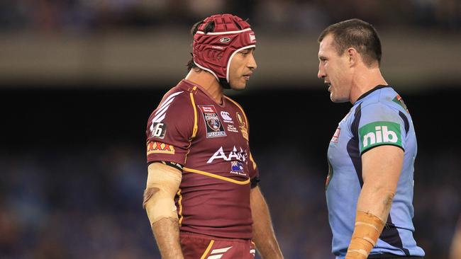 Gallen argues with Johnathan Thurston during Game One of the 2012 series.