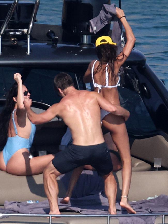 Not since 90s Leo DiCaprio has an actor had this much fun with models. Picture: BACKGRID