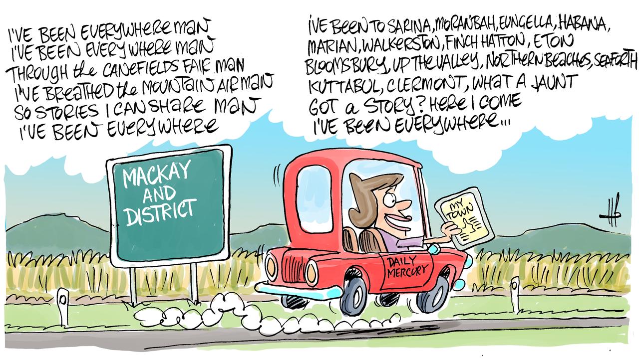 Cartoonist Harry Bruce's take on the Daily Mercury's My Town series.