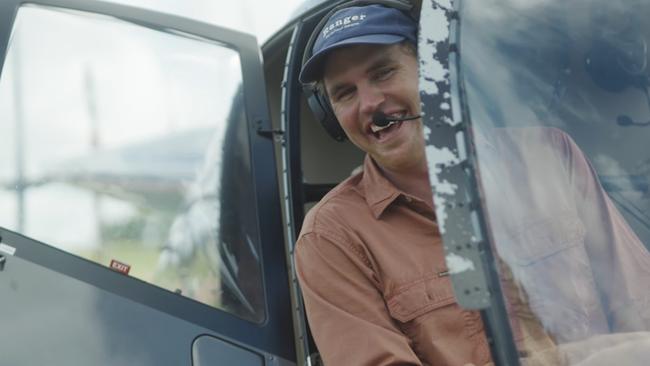 Pilot Sebastian Robinson during filming of Kane Chenoweth's documentary <i>Sky Cowboy</i> in February 2022.