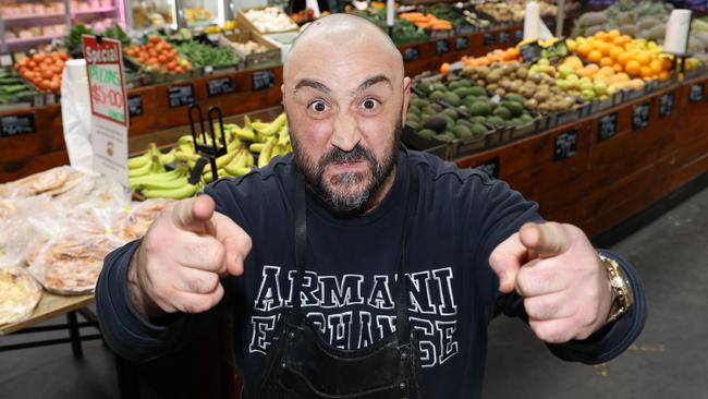 ADELAIDE, AUSTRALIA - NewsWire Photos July 1 2022: John Kapiris inside his St Bernards Fruit and vegetable store in Adelaide. His video about supermarkets price gouging customers and using cost of living as an excuse went viral this week. NCA NewsWire / David Mariuz
