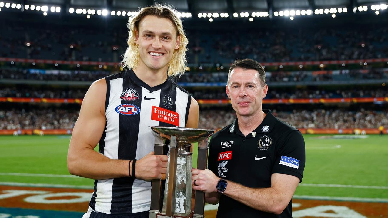 Captain Darcy Moore and McRae. Picture: Getty Images