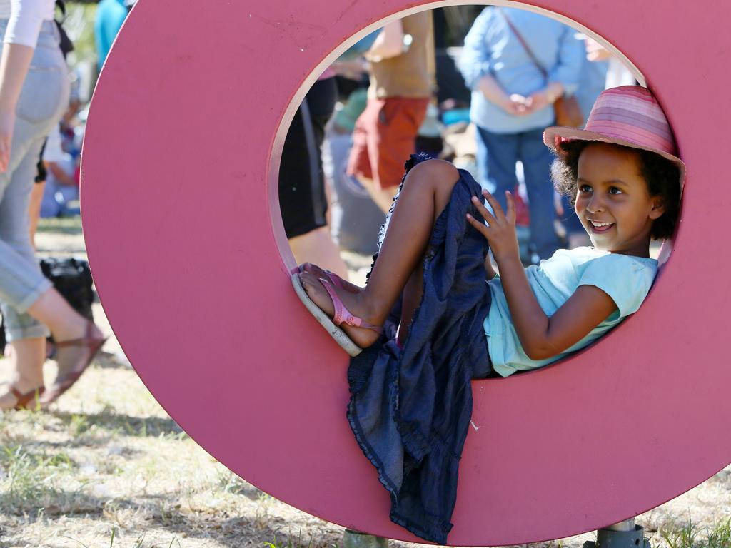 Saskia, 4 playing at WOMADelaide, 2018. Picture: AAP/Emma Brasier