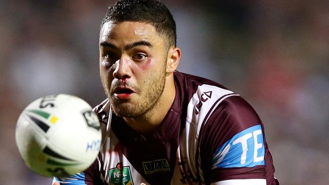 Dylan Walker is one of the Sea Eagles stars on the sideline. Picture Gregg Porteous.