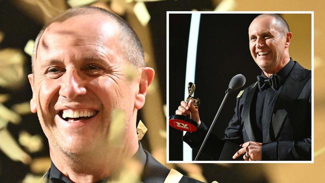 SYDNEY, AUSTRALIA - AUGUST 18: Larry Emdur celebrates winning the Gold Logie Award for Most Popular Personality on Australian Television at the 64th TV WEEK Logie Awards at The Star on August 18, 2024 in Sydney, Australia. (Photo by James Gourley/Getty Images for TV WEEK Logie Awards)