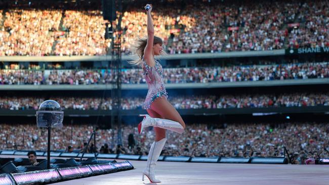 16/02/2024: US pop singer-songwriter Taylor Swift performs at the Melbourne Cricket Ground at the first Australian show of The Eras Tour. Picture: TAS Rights Management