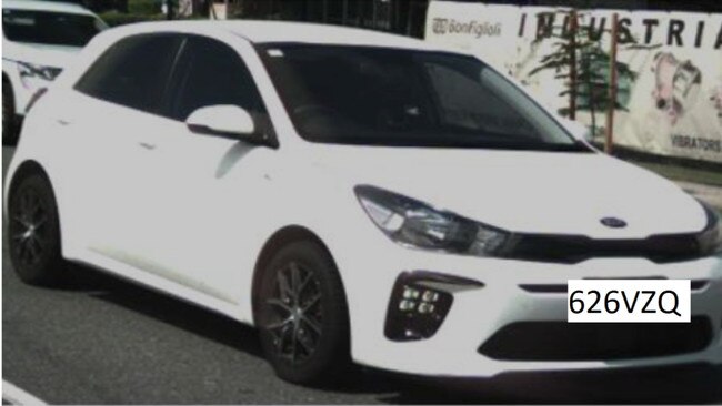 A white Kia Picanto hatchback, similar to the vehicle linked to the armed robbery. Picture: Queensland Police