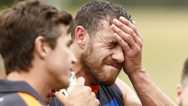 GWS ruckman Shane Mumford has been offered a one-match ban for striking Swan George Hewett. Picture: Getty Images