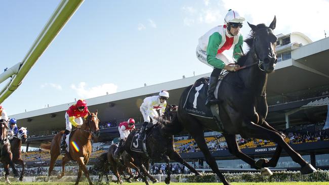 Aegon cruised to victory in the Hobartville Stakes at Rosehill Gardens. Picture: Getty Images