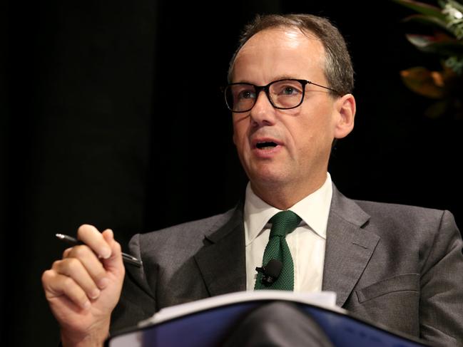 16/05/2019:  Australian Securities and Investments Commission chairman, James Shipton making the introductory speech at ASIC Annual Forum in Sydney at the Hilton Hotel on Thursday. Hollie Adams/The Australian