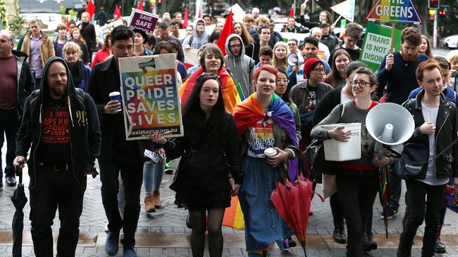 A rally in Sydney this month supported the Safe Schools program. Picture: Jane Dempster