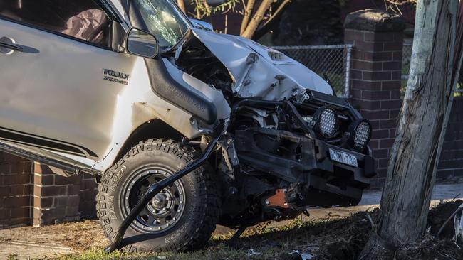 The driver escaped with broken fingers and cuts. Picture: Gordon McComiskie