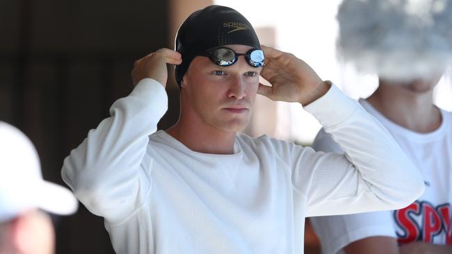 Cody Simpson before racing in the Mens 50m Butterfly final during the 2021 Australian Swimming Championships at the Gold Coast Aquatic Centre. Picture: Chris Hyde/Getty Images