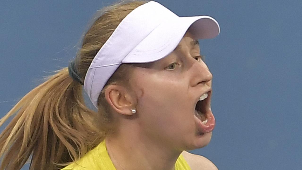 Daria Saville made a triumphant return from injury for Australia at the Billie Jean King Cup in November, defeating Belgian Greet Minnen. Picture: AFP