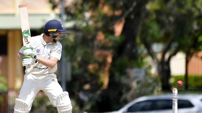 UQ batsman Bryce Street Cricket action between UQ v Redlands Saturday December 17, 2022. Picture, John Gass