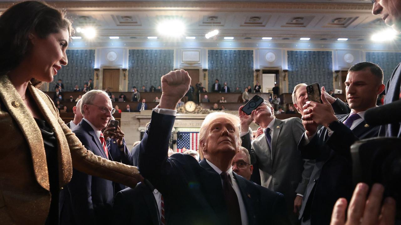 Mr Trump leaves after addressing a joint session of Congress at the US Capitol in Washington DC. Picture: Win McNamee/Pool/AFP